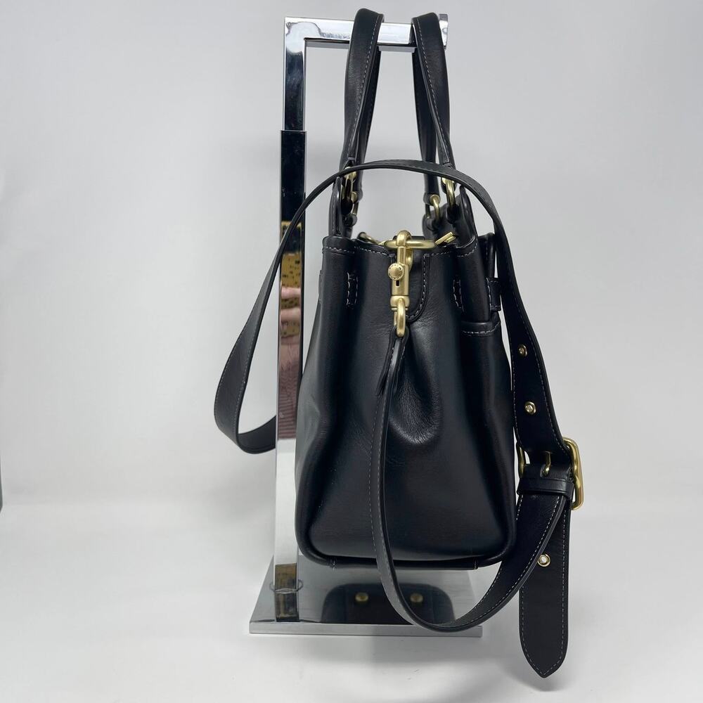 Coach Tate Carryall 29 Top‎ Handle Crossbody Bag Black Leather Gold C4827 - Picture 4 of 15